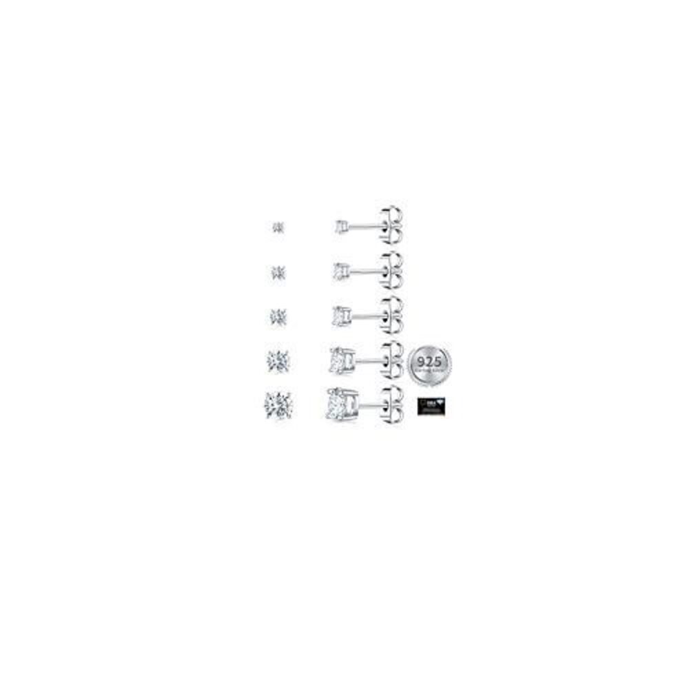 7945 Moissanite Stud Earrings Set, 925 Sterling Silver, 18K White Gold